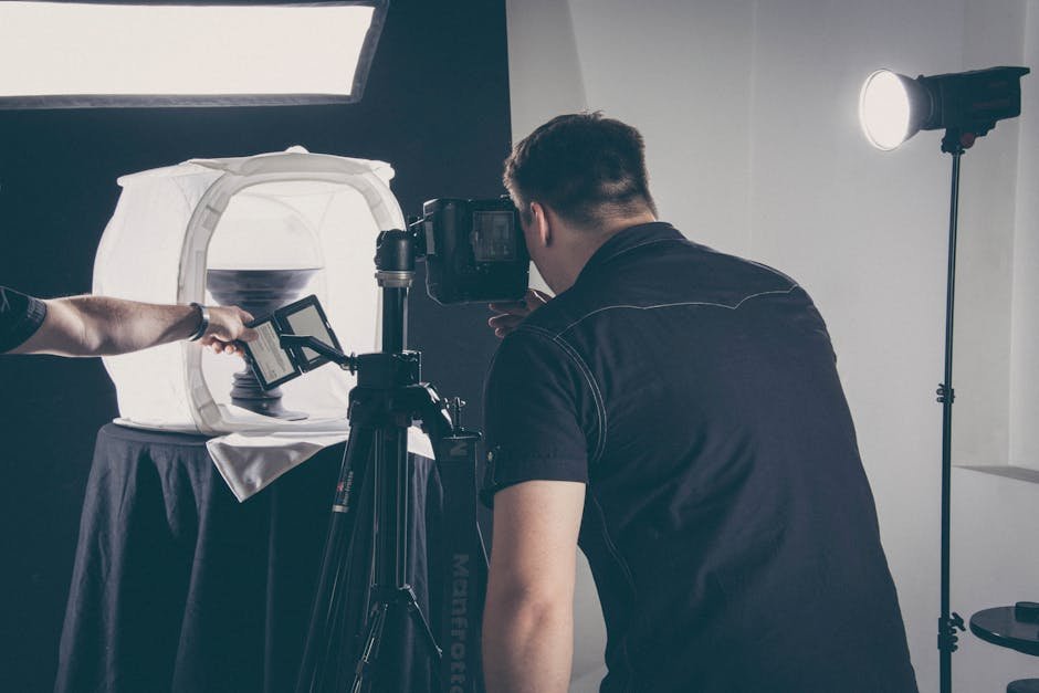 Brand photoshoot moodboard with lighting references, posing examples, and colour palette pinned to a studio wall