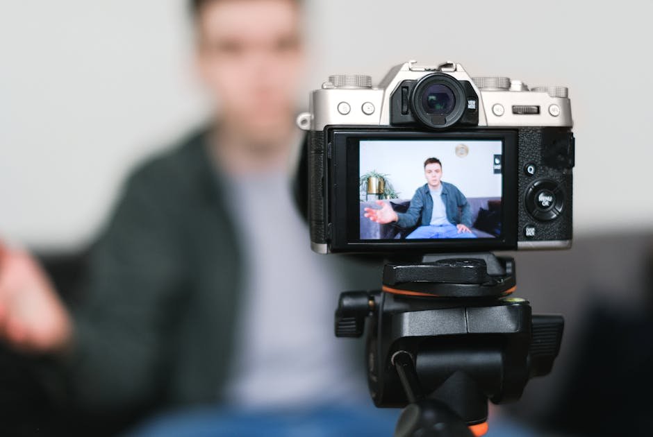 Creator filming a vertical video on Instagram Reels style setup