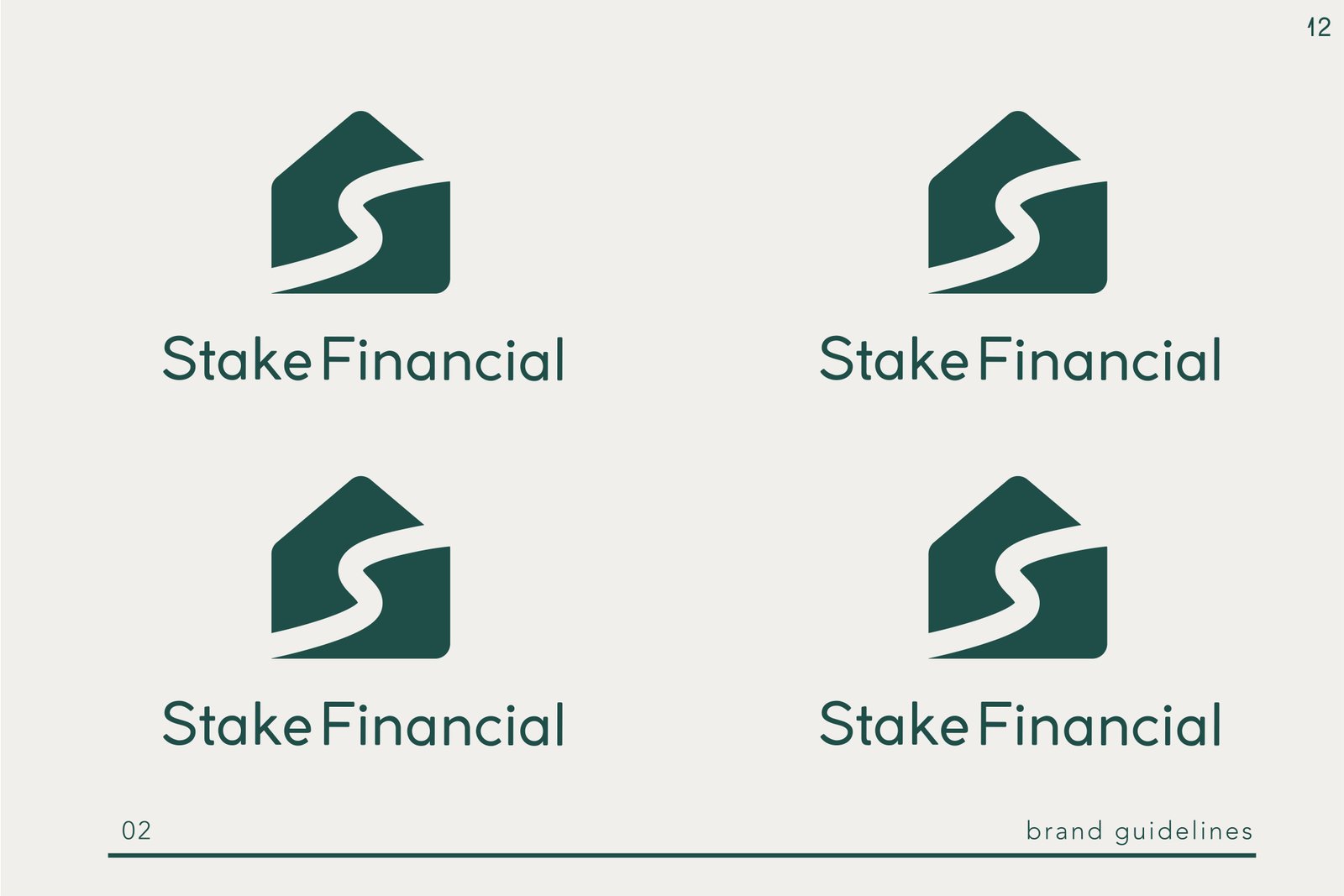 Stake Financial — primary and secondary logo lockup variations