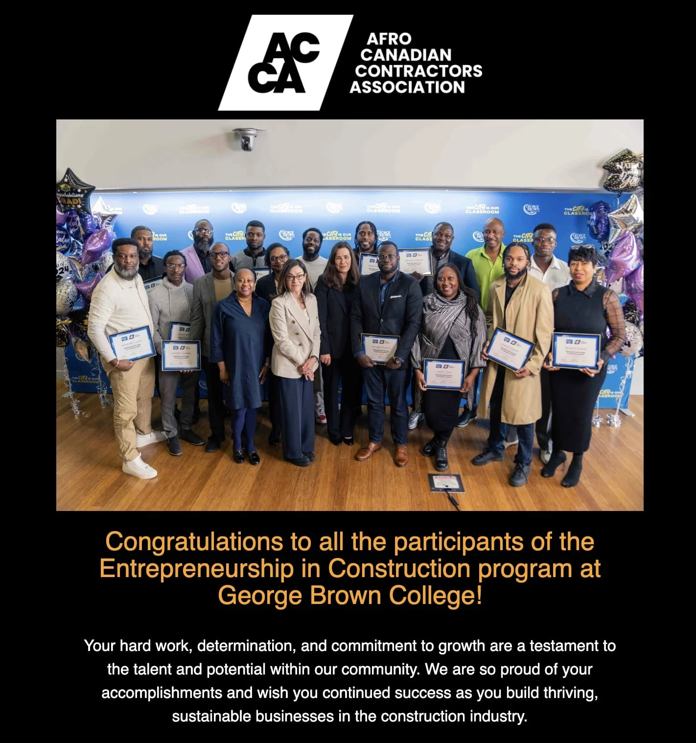 ACCA congratulations email campaign creative
