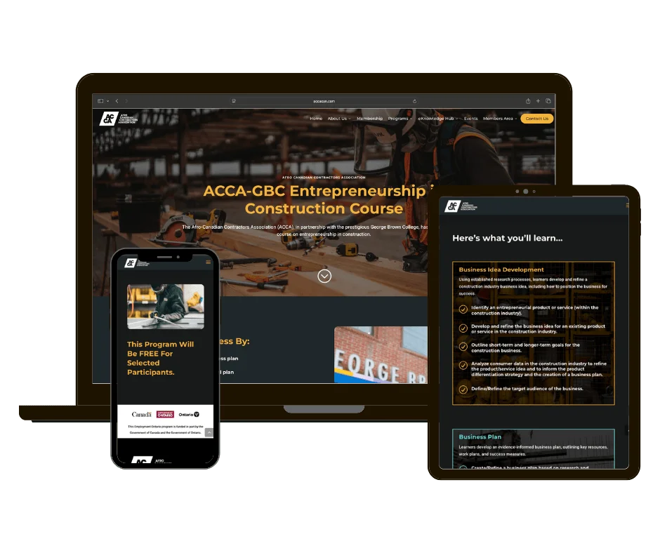 ACCA course landing page mockup on desktop