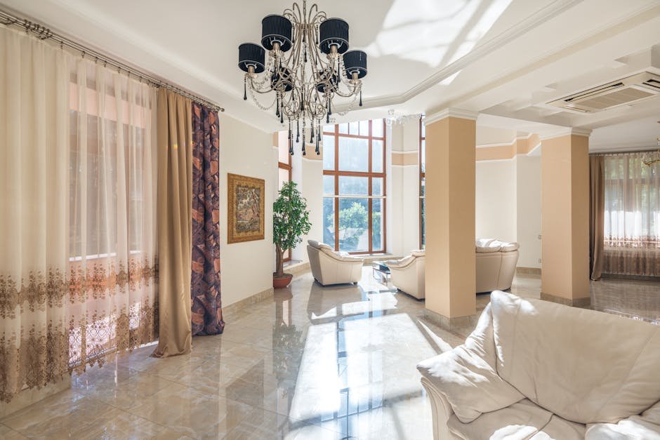Modern living room with natural light through shutters
