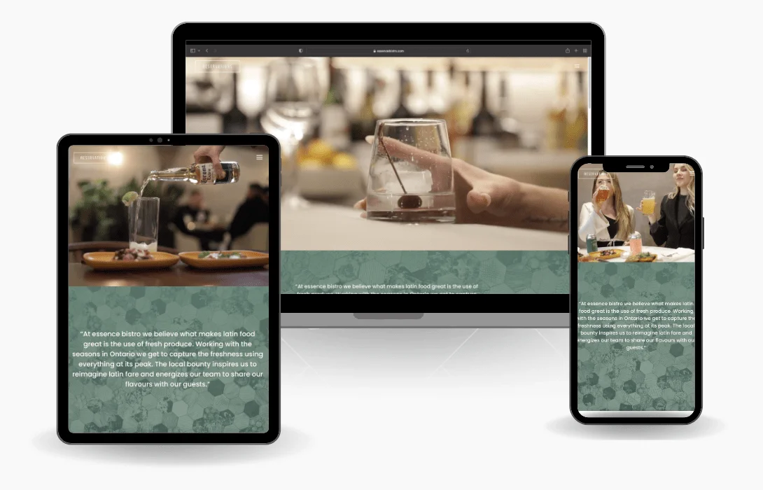 Essence Bistro website design mockup on desktop and mobile