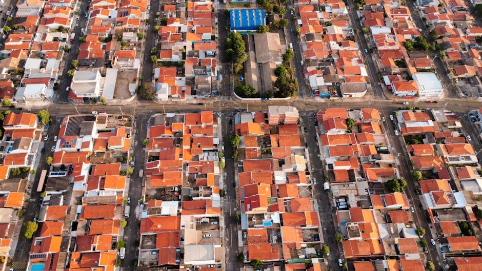 Residential neighborhood aerial view