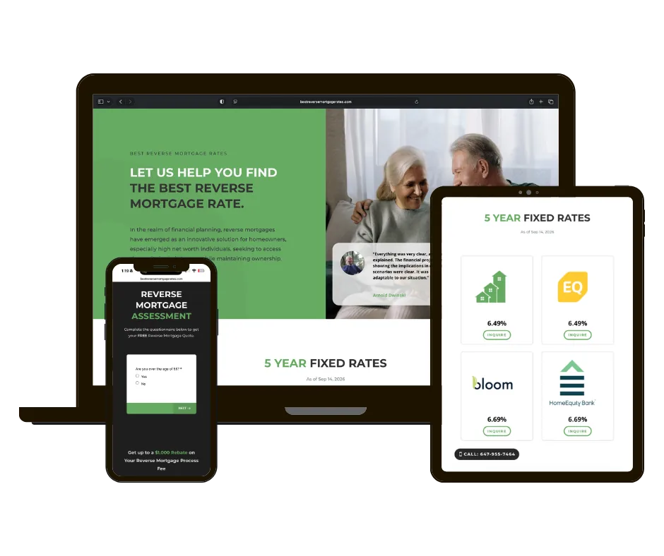 Best Reverse Mortgage Rates website on laptop, tablet and phone