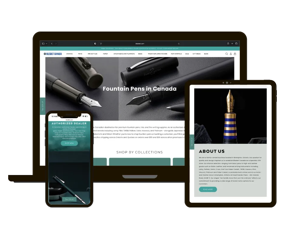 Blesket Canada website on laptop, tablet and phone