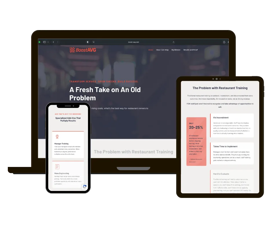 BoostAVG website on laptop, tablet and phone