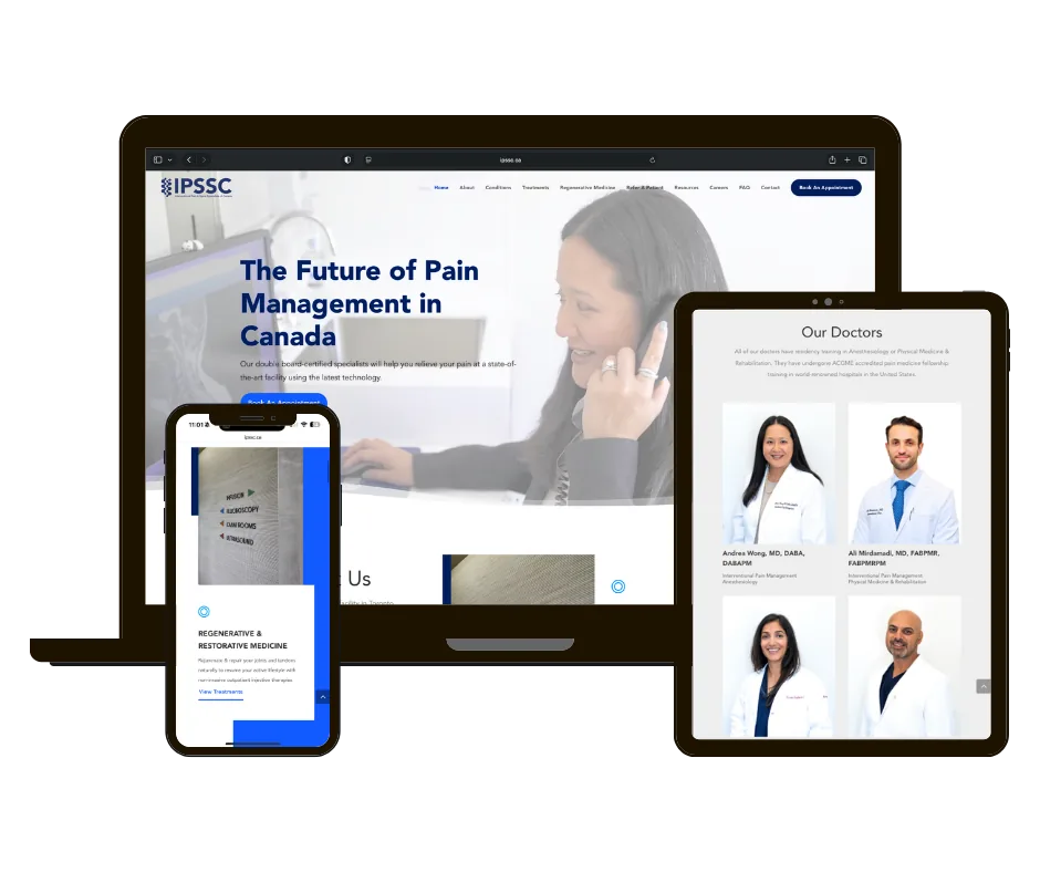 IPSSC website on laptop, tablet and phone