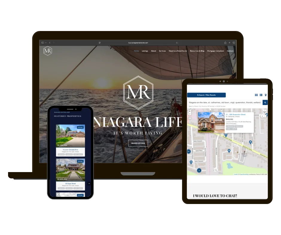 Michelle Reynolds Real Estate website on laptop, tablet and phone