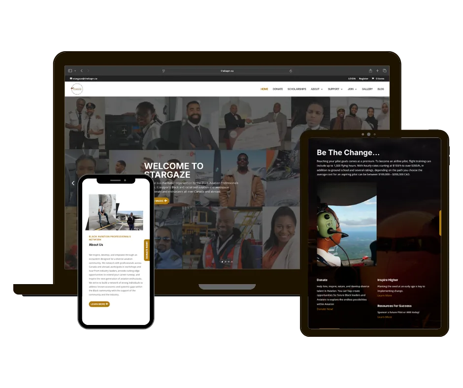 The BAPN website on laptop, tablet and phone