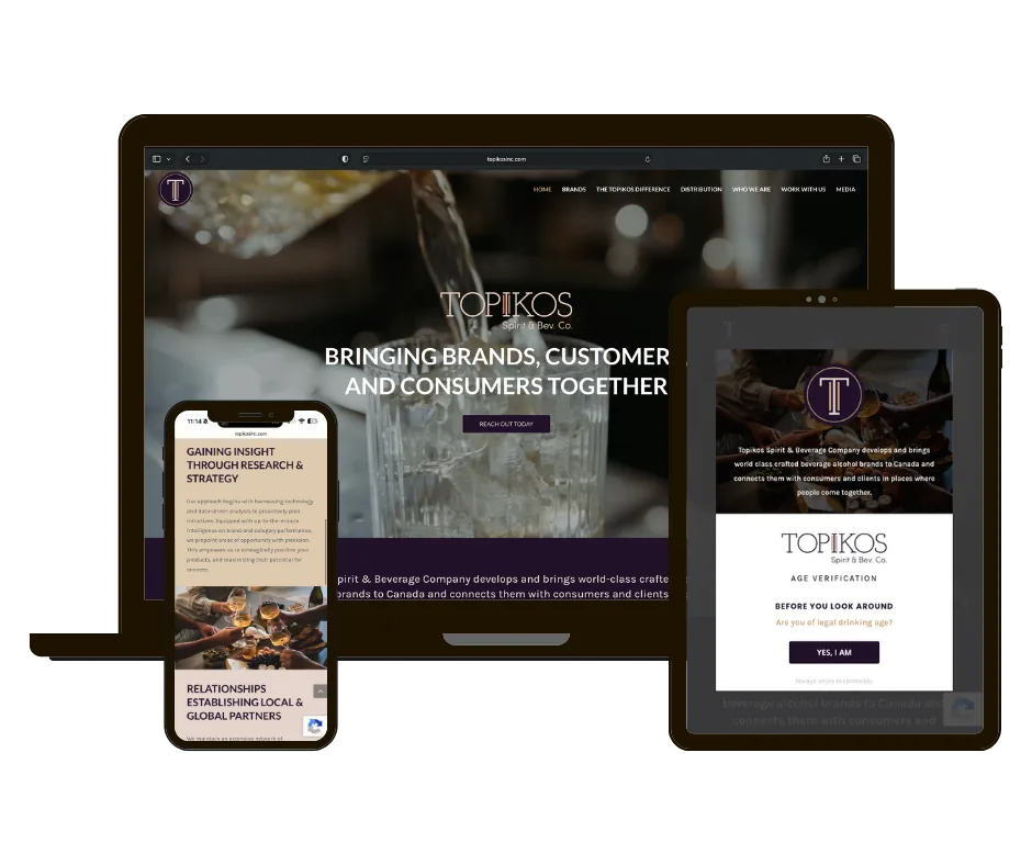 Topikos website on laptop, tablet and phone