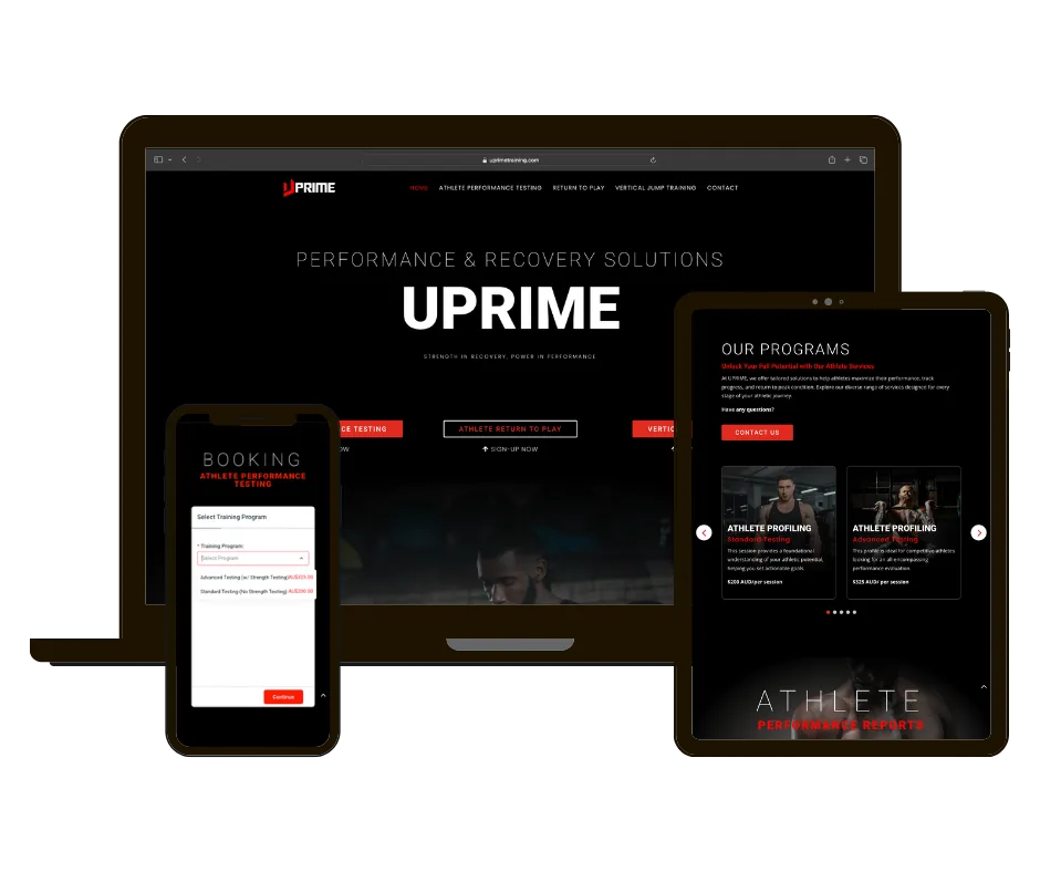 UPRIME website on laptop, tablet and phone