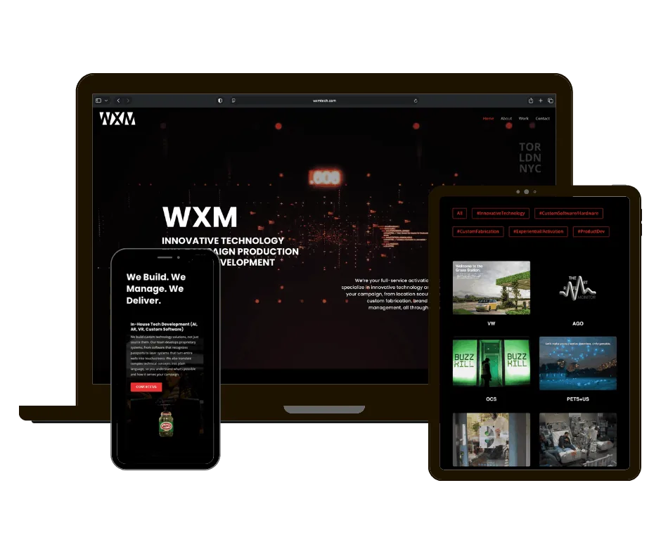 WXM Media website on laptop, tablet and phone