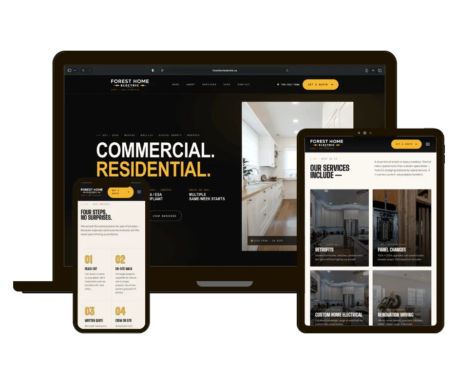 Forest Home Electric website — web design work by Creative Scope